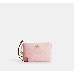 Corner Zip Wristlet In Signature Canvas With Charms