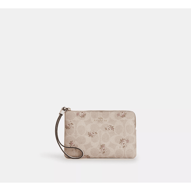Corner Zip Wristlet In Signature Canvas With Charms