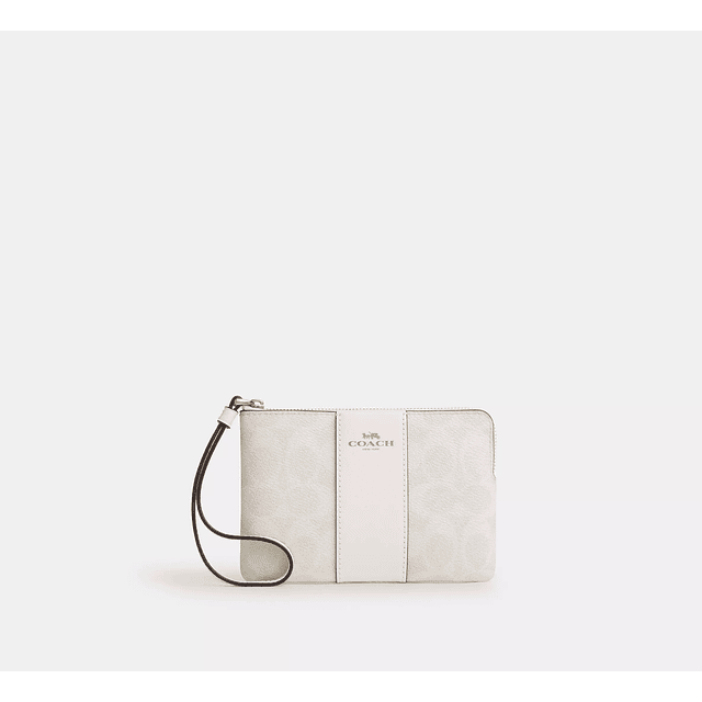 Corner Zip Wristlet In Signature Canvas With Charms