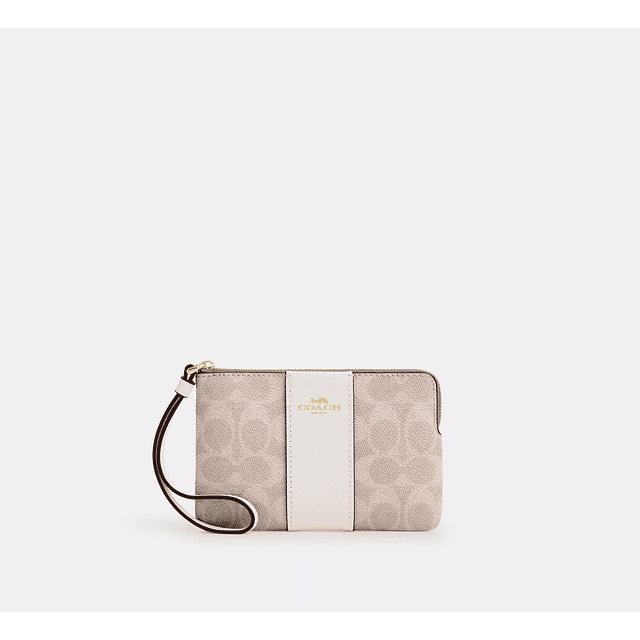 Corner Zip Wristlet In Signature Canvas With Charms