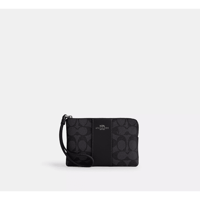 Corner Zip Wristlet In Signature Canvas With Charms