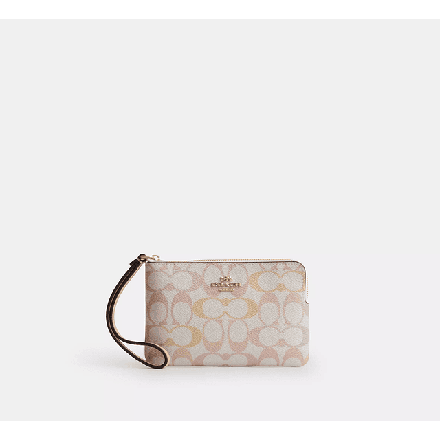 Corner Zip Wristlet In Signature Canvas With Charms