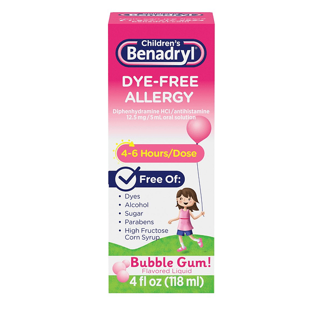 Children's Benadryl Dye-Free Diphenhydramine Allergy Liquid