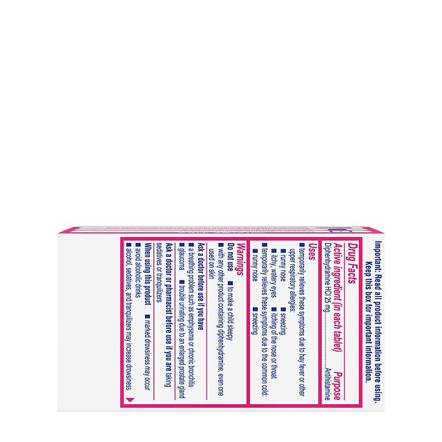 Benadryl Ultratabs Diphenhydramine Antihistamine Cold & Allergy Relief Tablets