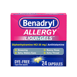 Benadryl Liqui-Gels Diphenhydramine Antihistamine Allergy Relief & Cold Medicine - 24ct