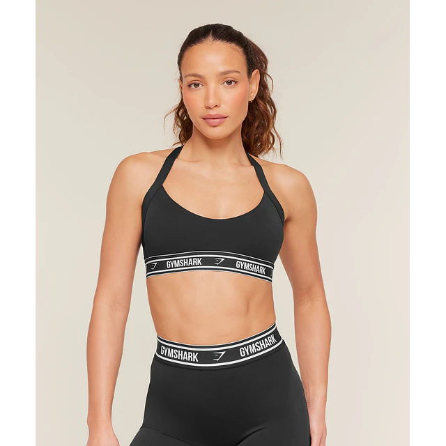 LIGHT SUPPORT HALTER NECK LOGO SPORTS BRA