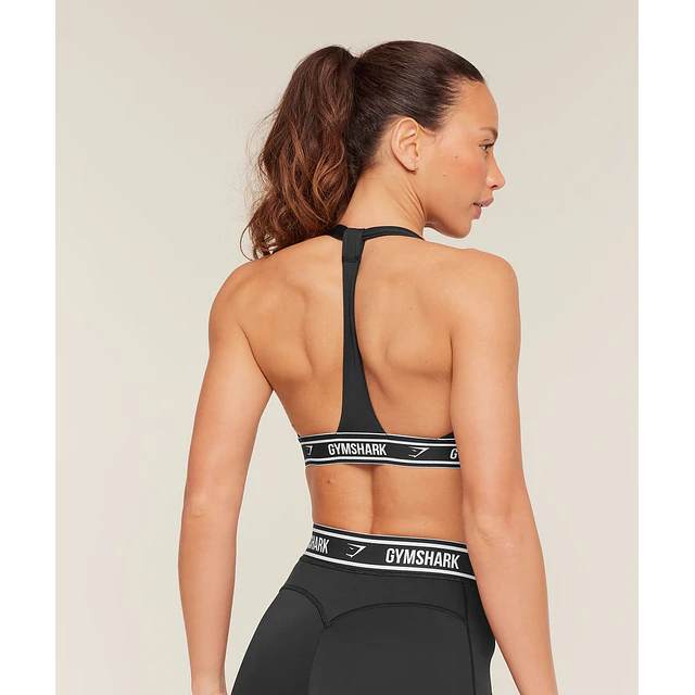 LIGHT SUPPORT HALTER NECK LOGO SPORTS BRA