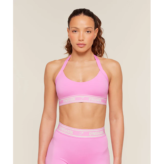 LIGHT SUPPORT HALTER NECK LOGO SPORTS BRA