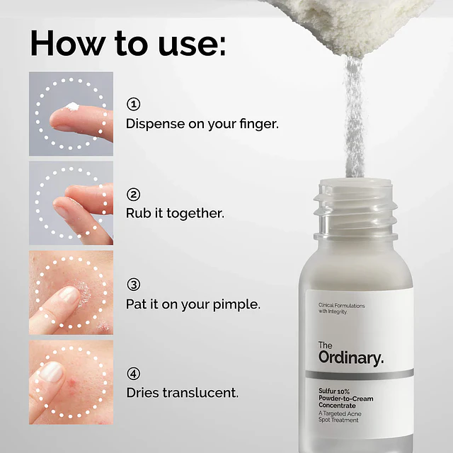 Sulfur 10% Powder-to-Cream Concentrate Acne Spot Treatment