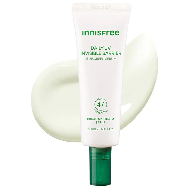 invisible Barrier Korean Sunscreen Serum SPF 47 with Jeju Green Tea + Hyaluronic Acid