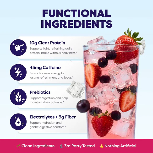 Javvy Strawberry Acai Clear Protein Refreshers 