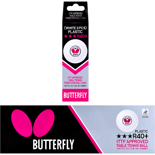 Butterfly R40+ 3-Star Ball White 3-Pack
