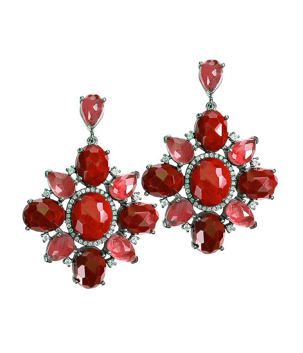 Ruby Red Drop Gem Earrings