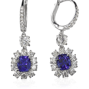 Blue Sapphire Tanzanite Diamond Gemstone Earrings