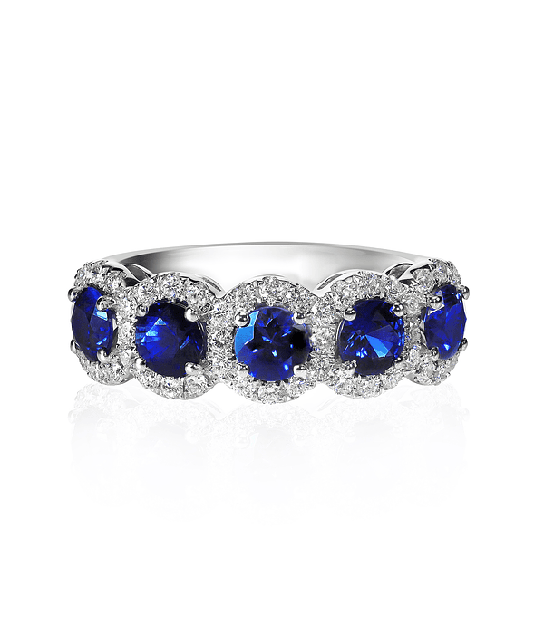 Blue sapphire and diamond ring