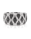 Wedding anniversary ring with diamonds and black onyx