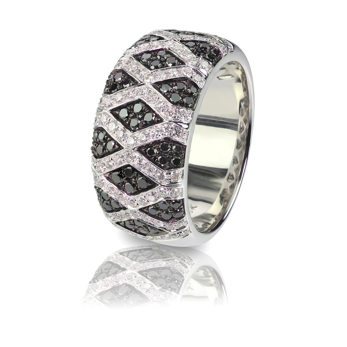 Wedding anniversary ring with diamonds and black onyx