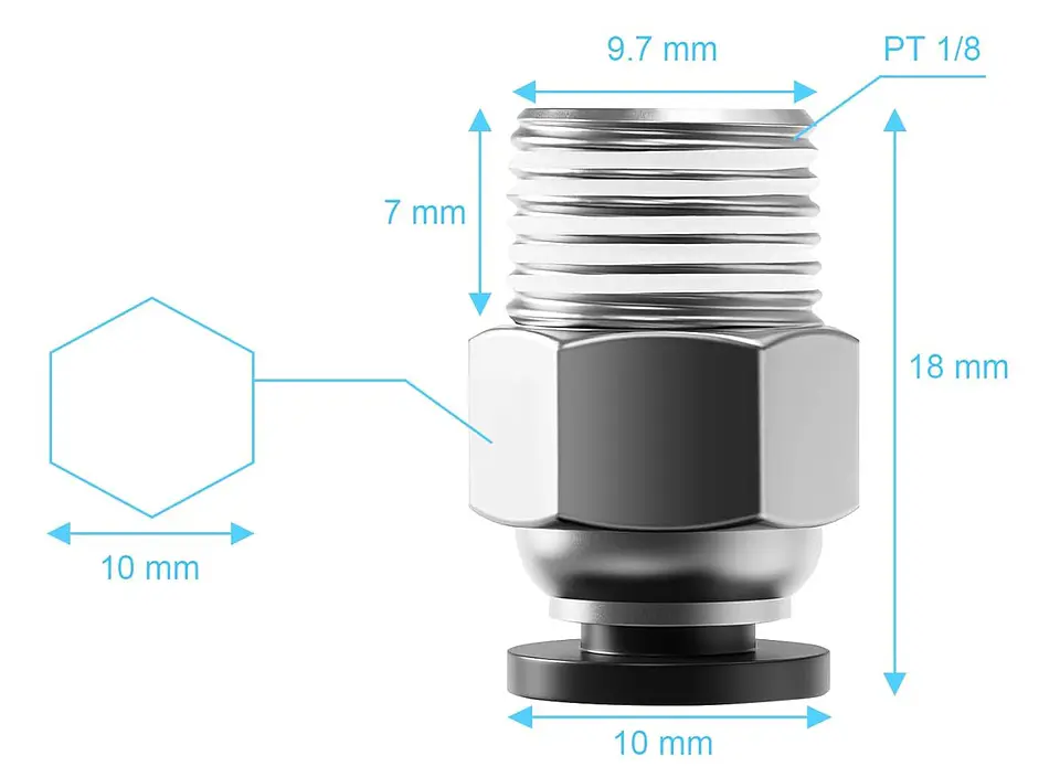 Conector neumático PC4-M10 para tubo de PTFE 2