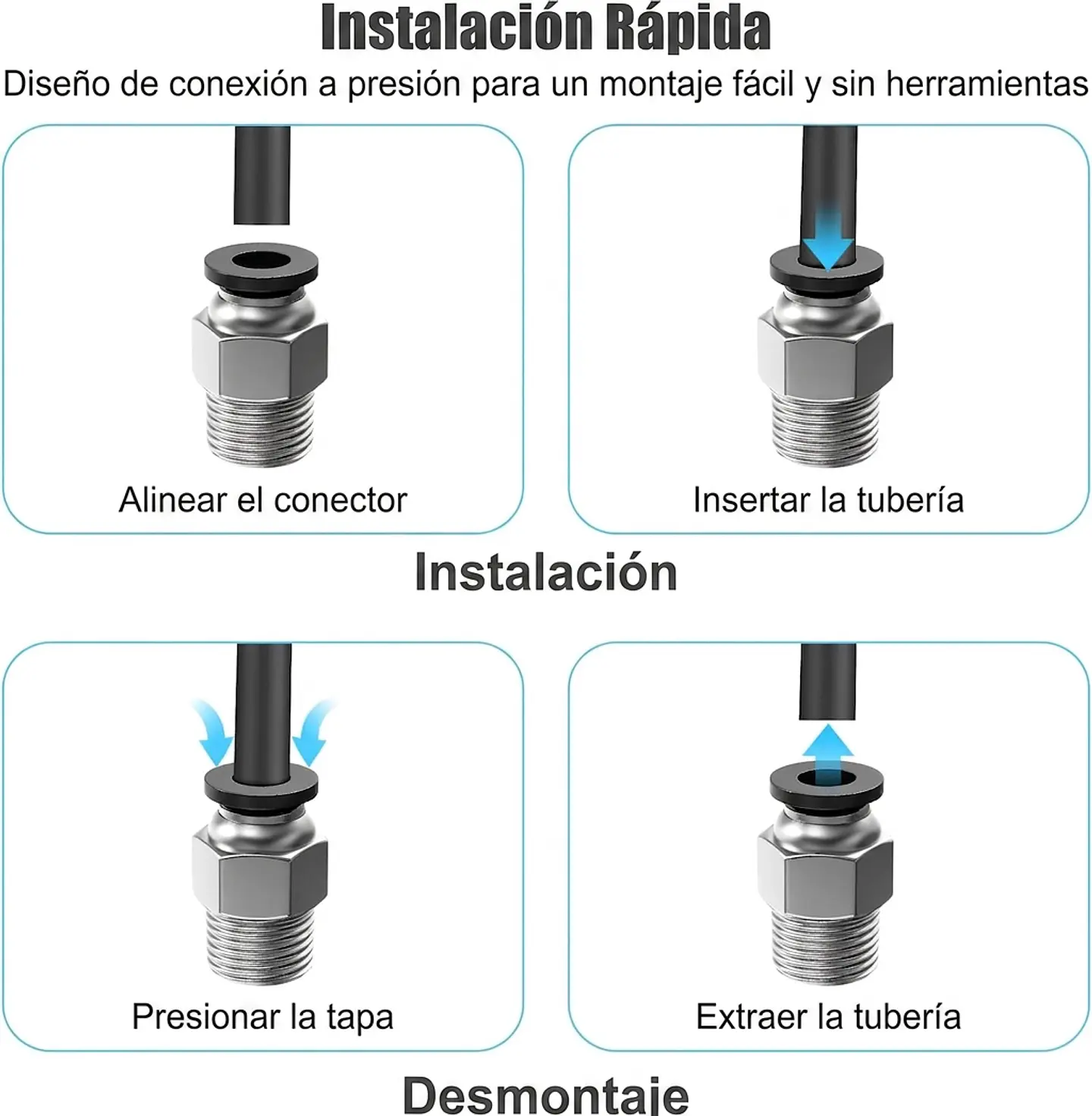 Conector neumático PC4-M10 para tubo de PTFE 3