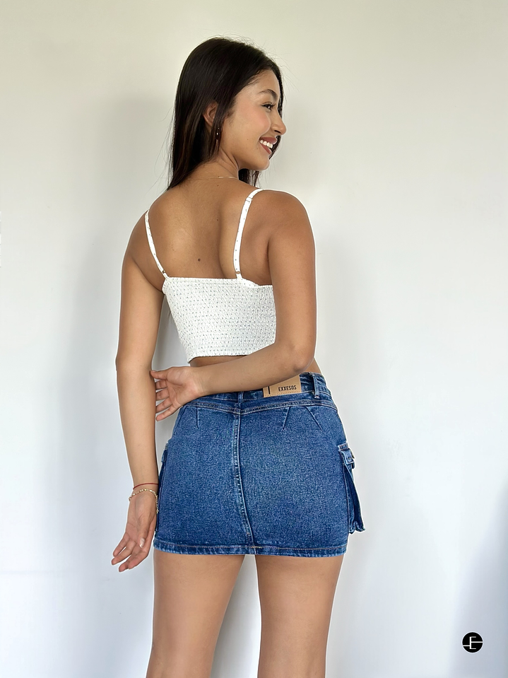 Falda Short Cargo 2 piezas - Azul  2