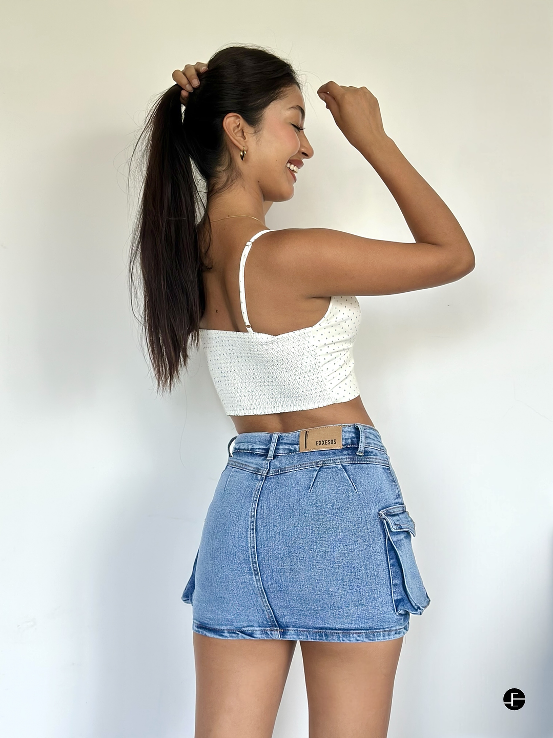 Falda Short Cargo 2 piezas - Celeste  2