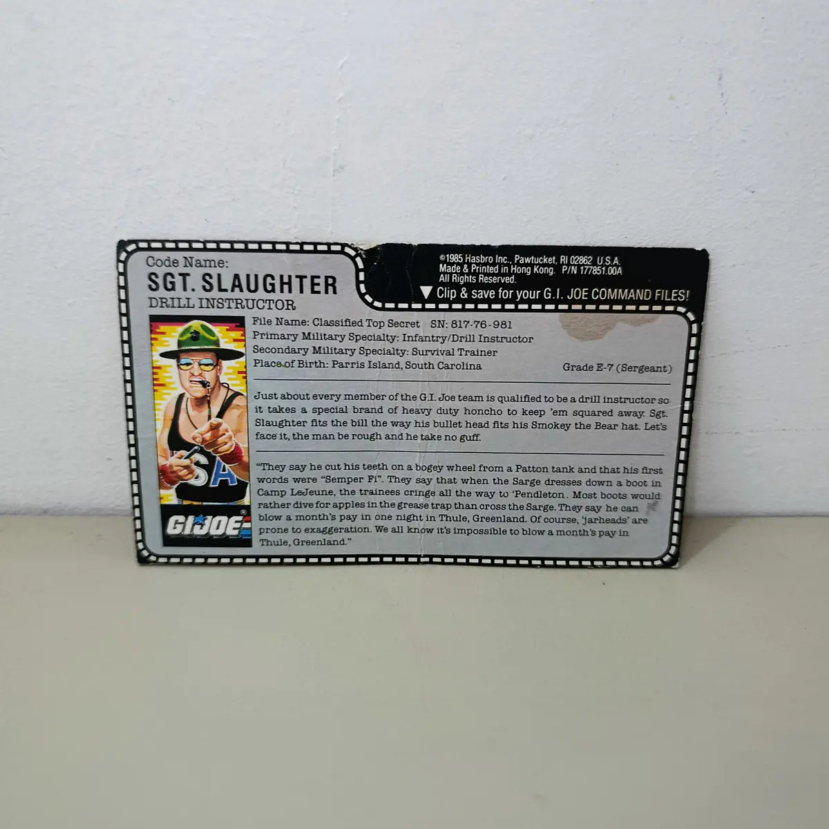 FILECARD SGT SLAUGHTER