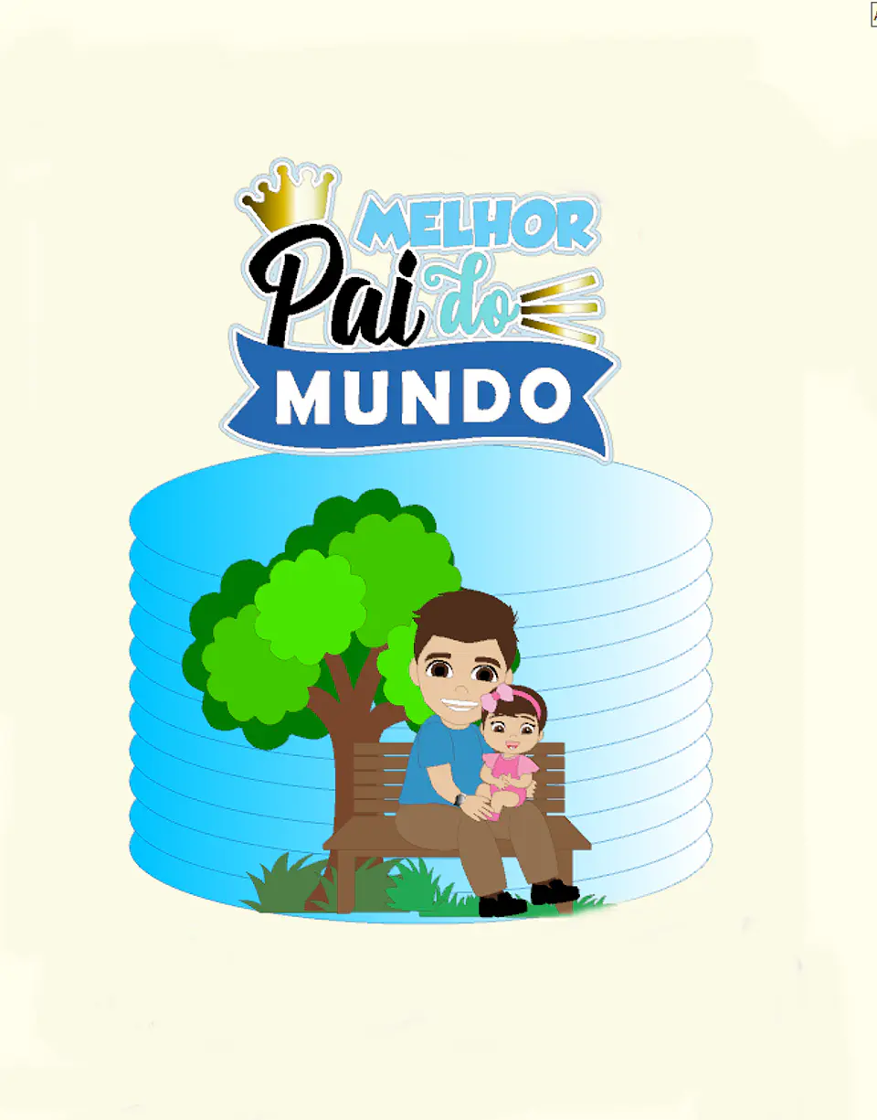 Arquivo topo de bolo Melhor Pai do Mundo Jardim 1