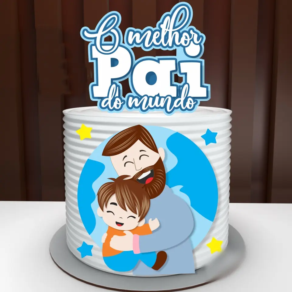 Arquivo topo de bolo Melhor Pai do Mundo Menino 1