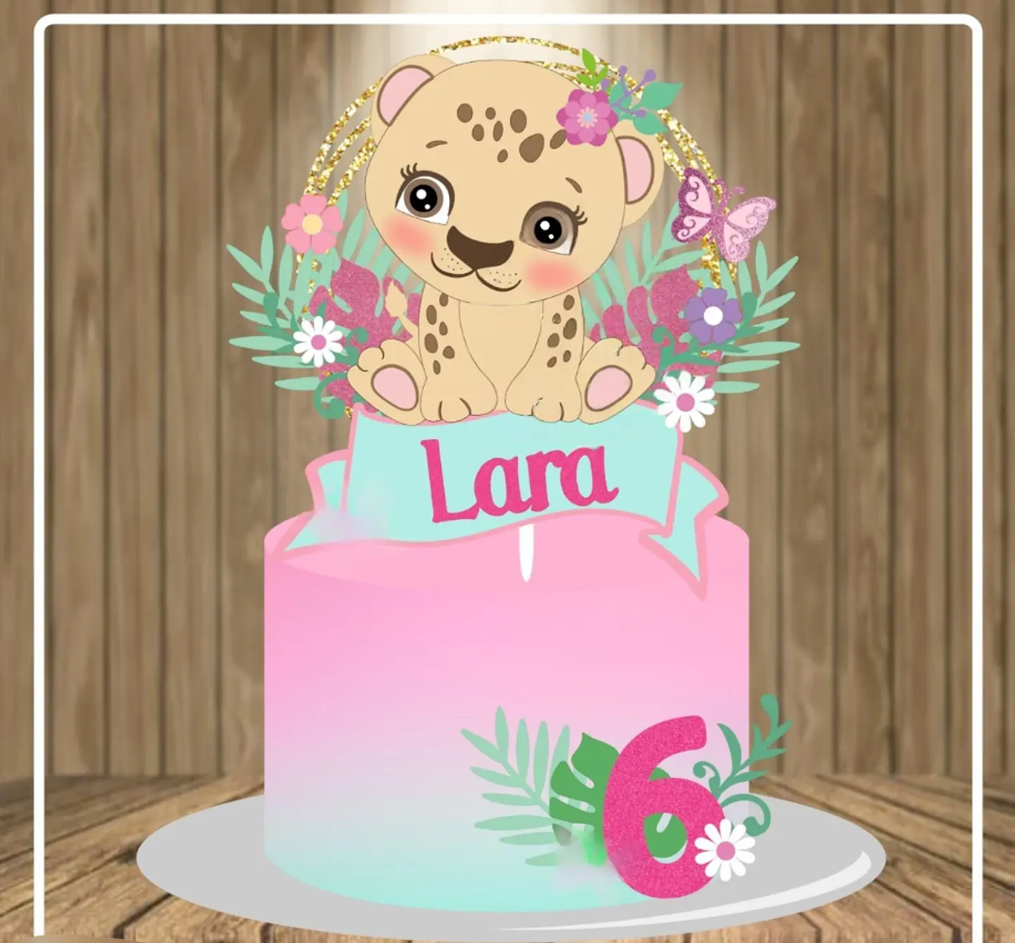 Arquivo Topo de Bolo Animais Leopardo Cute 1