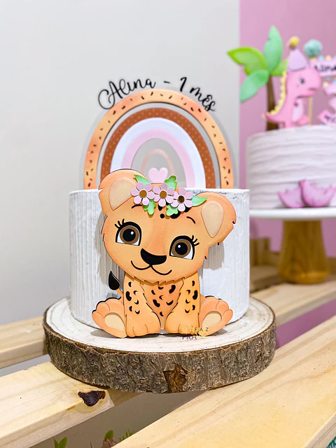 Arquivo Topo de Bolo Animais Oncinha Arco íris