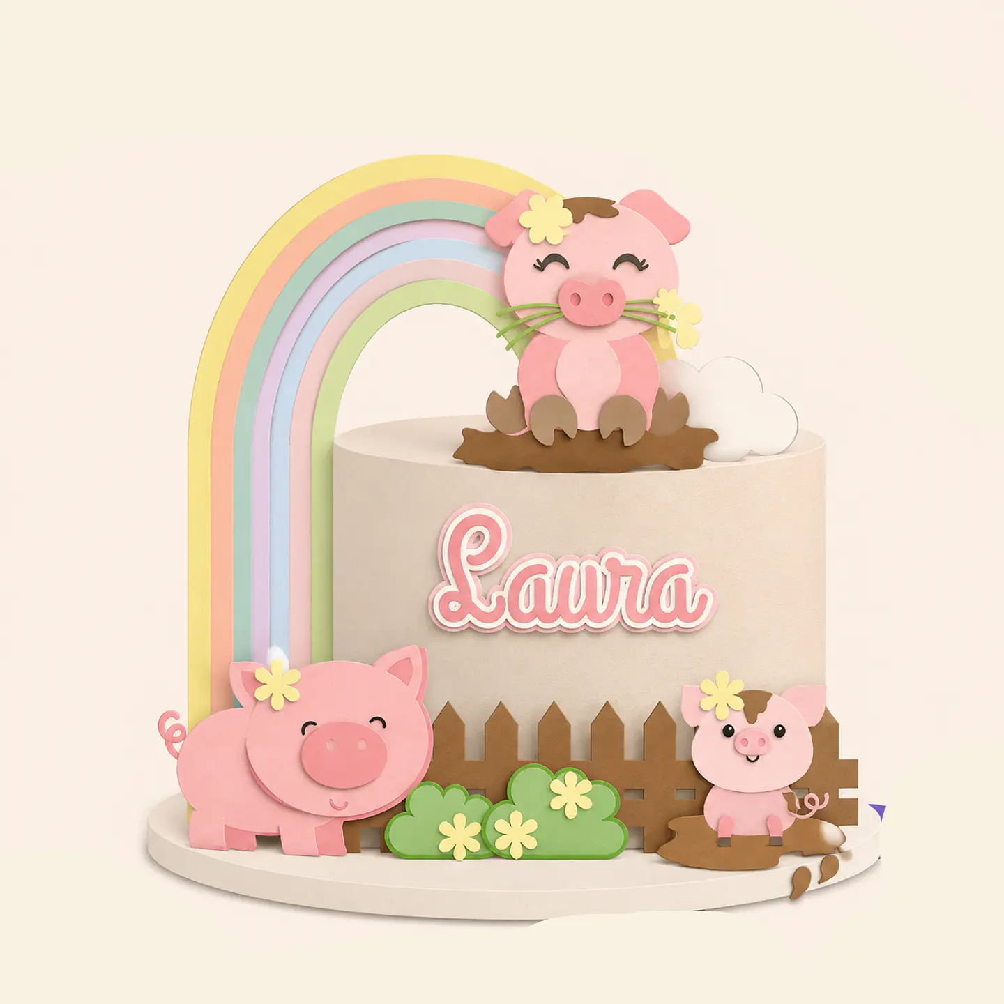 Arquivo Topo de Bolo Animais porquinhas meninas 1
