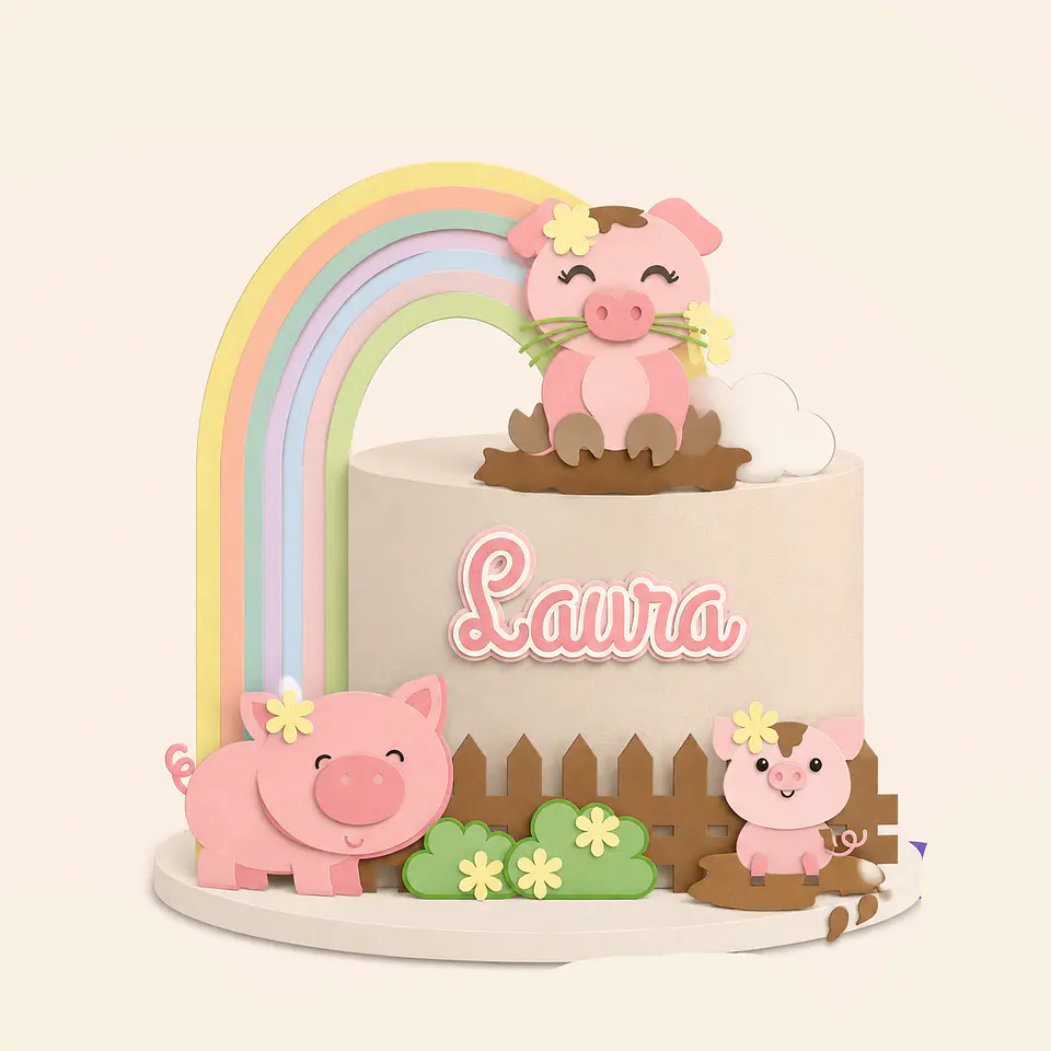 Arquivo Topo de Bolo Animais porquinhas meninas 1