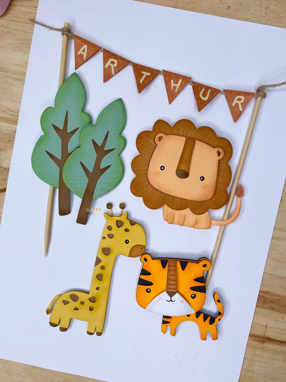 Arquivo Topo de Bolo Animais Safari Minimalista 1