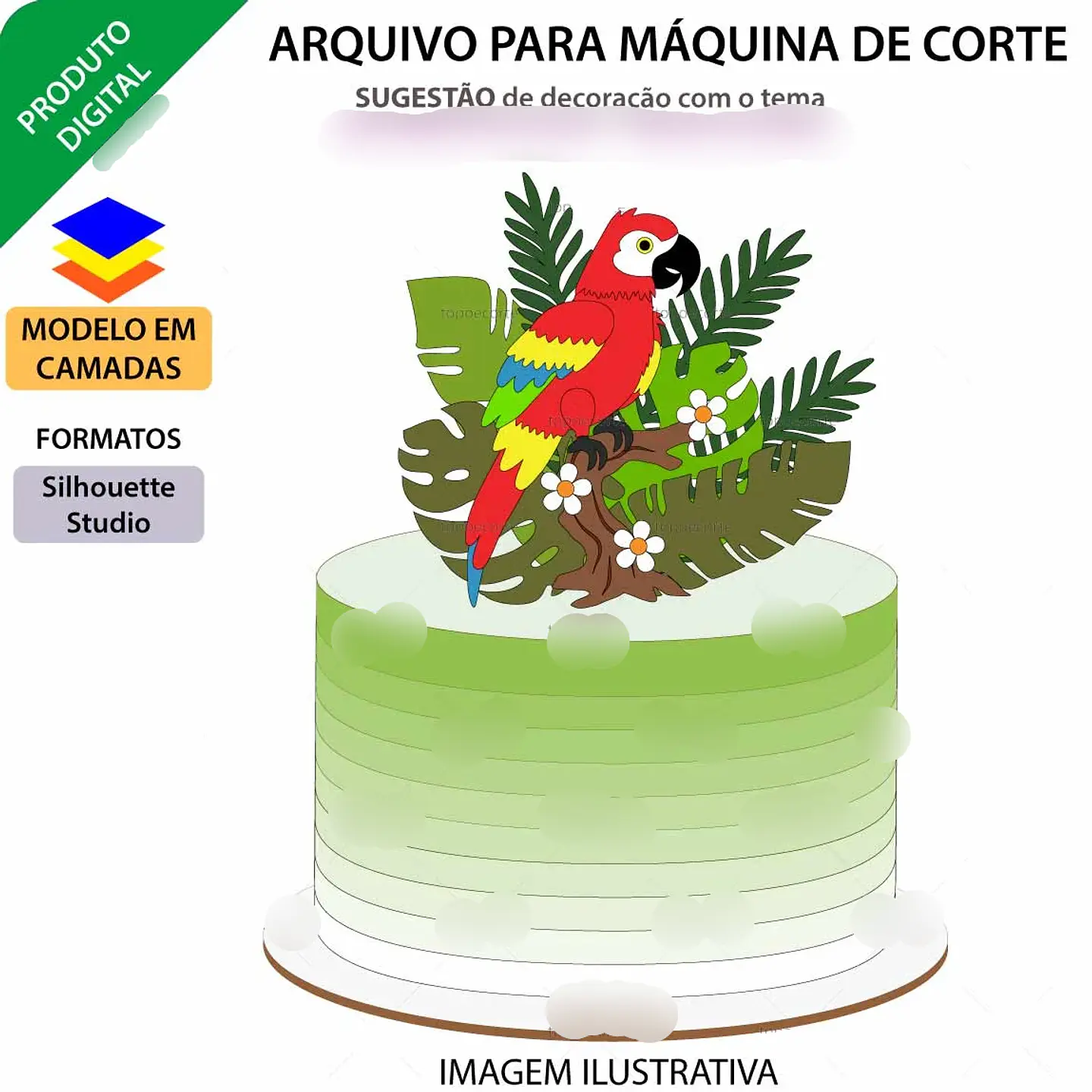 Arquivo Topo de Bolo Animais Arara Na Selva 1