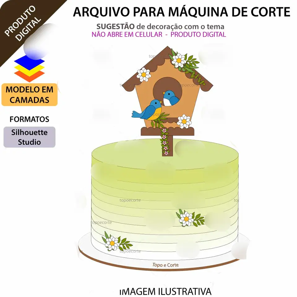Arquivo Topo de Bolo Animais Casinha Com Passarinhos 1