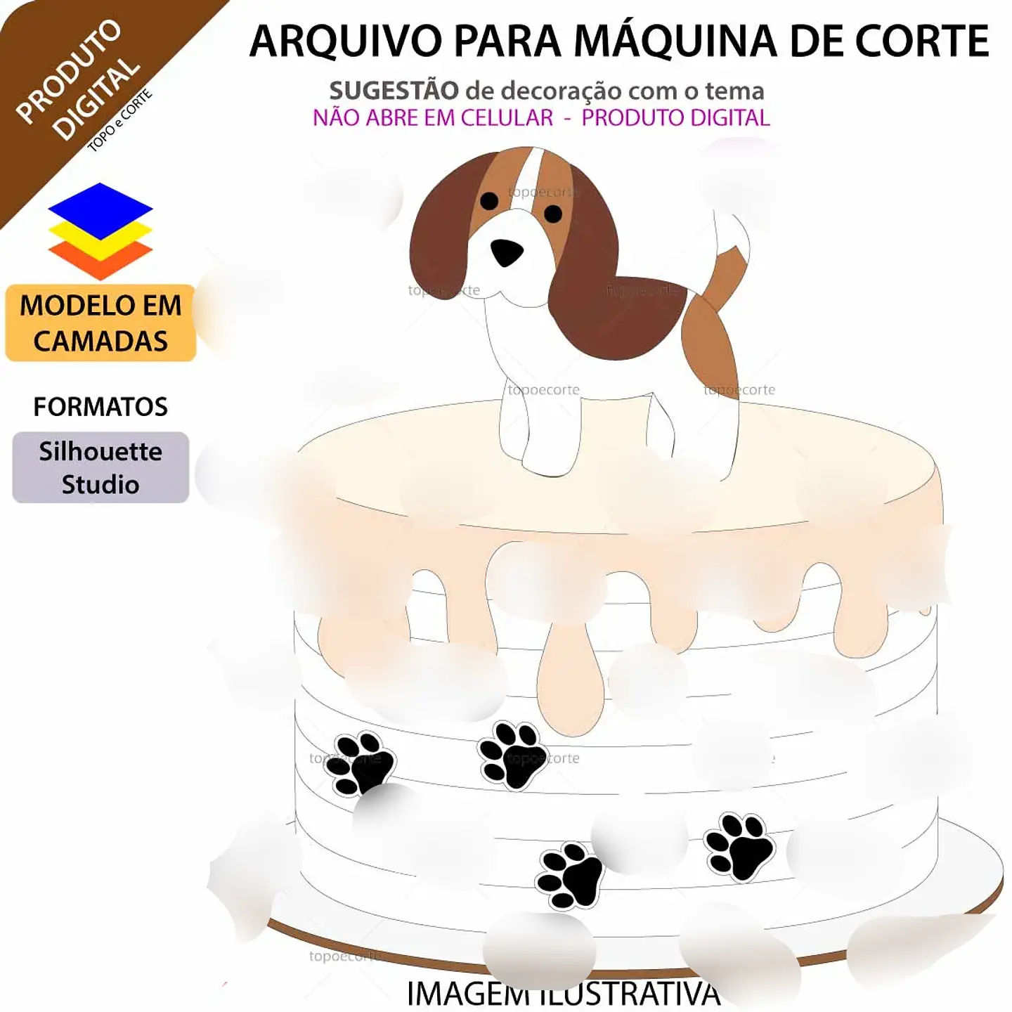 Arquivo Topo de Bolo Animais Doguinho Beagle 1