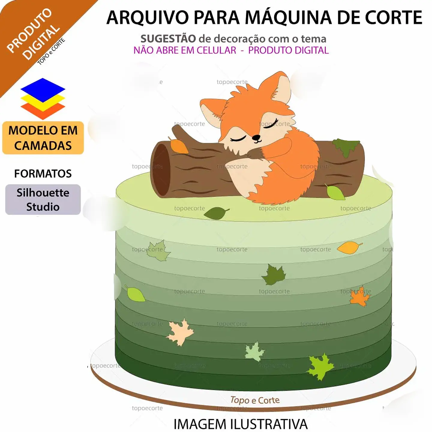Arquivo Topo de Bolo Animais Raposinha No Tronco 1