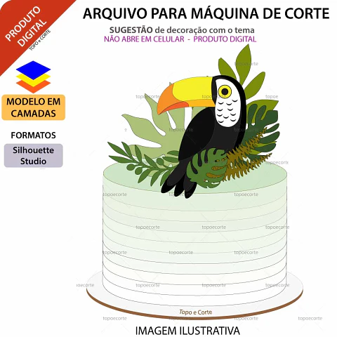 Arquivo Topo de Bolo Animais Tucano Entre Folhas