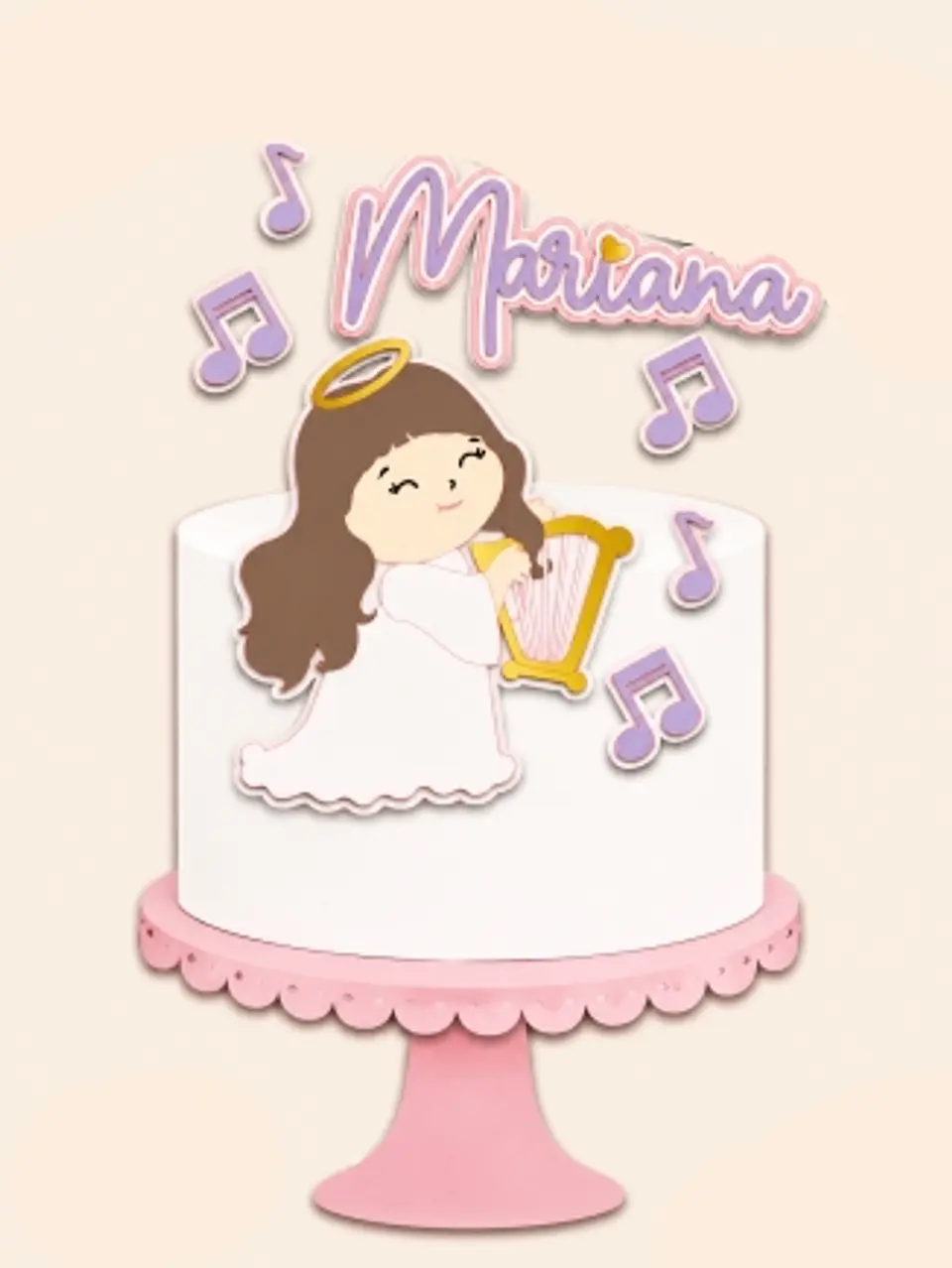Arquivo Topo de Bolo Batizado anjinho Menina Musicista 1