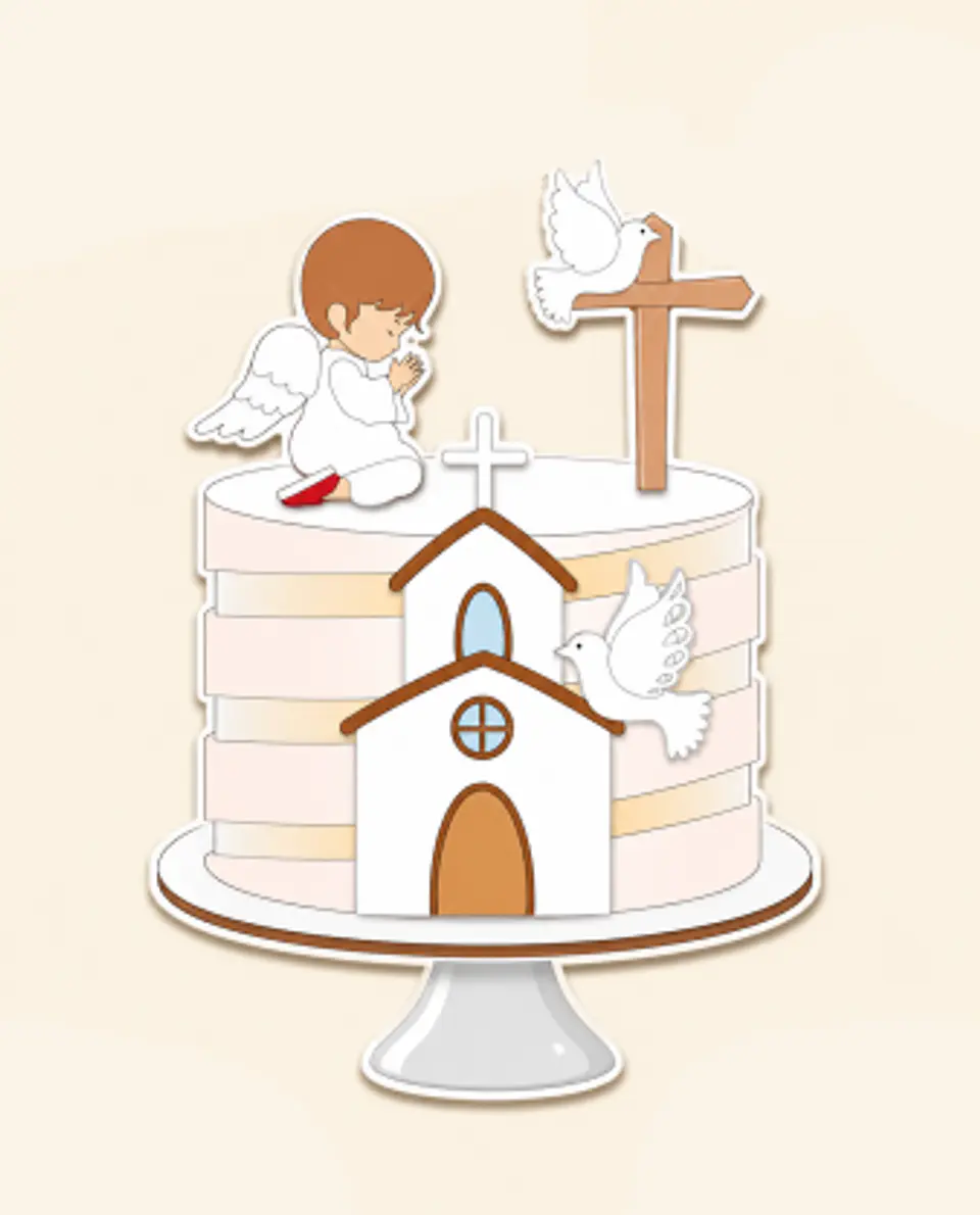 Arquivo Topo de Bolo Batizado  Menino Anjinho Igreja 1