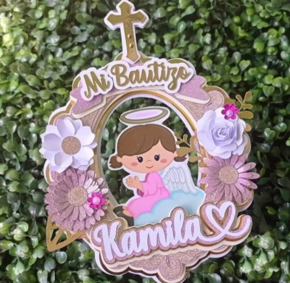 Arquivo Topo de Bolo Batizado Menina Arco  1