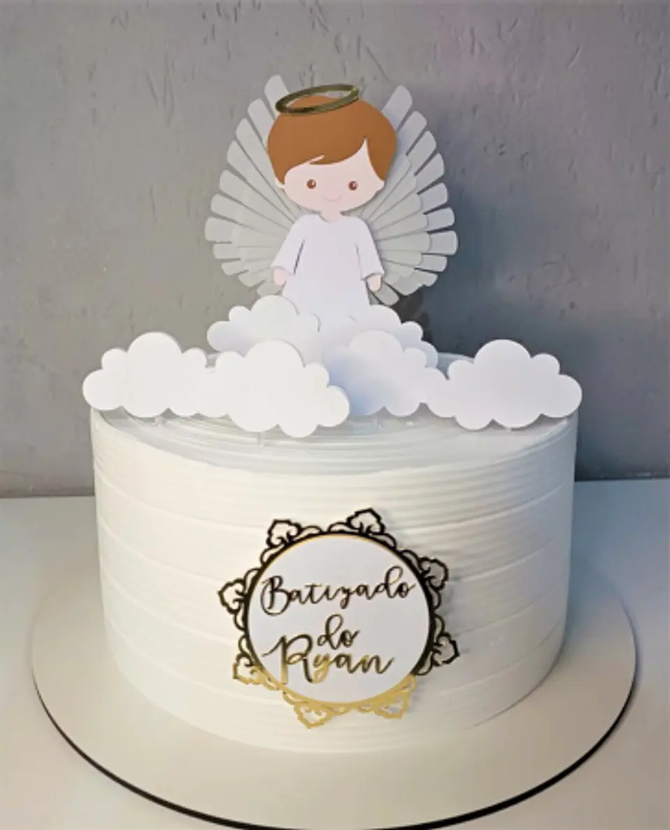 Arquivo Topo de Bolo Batizado Anjo Menino Camadas 1