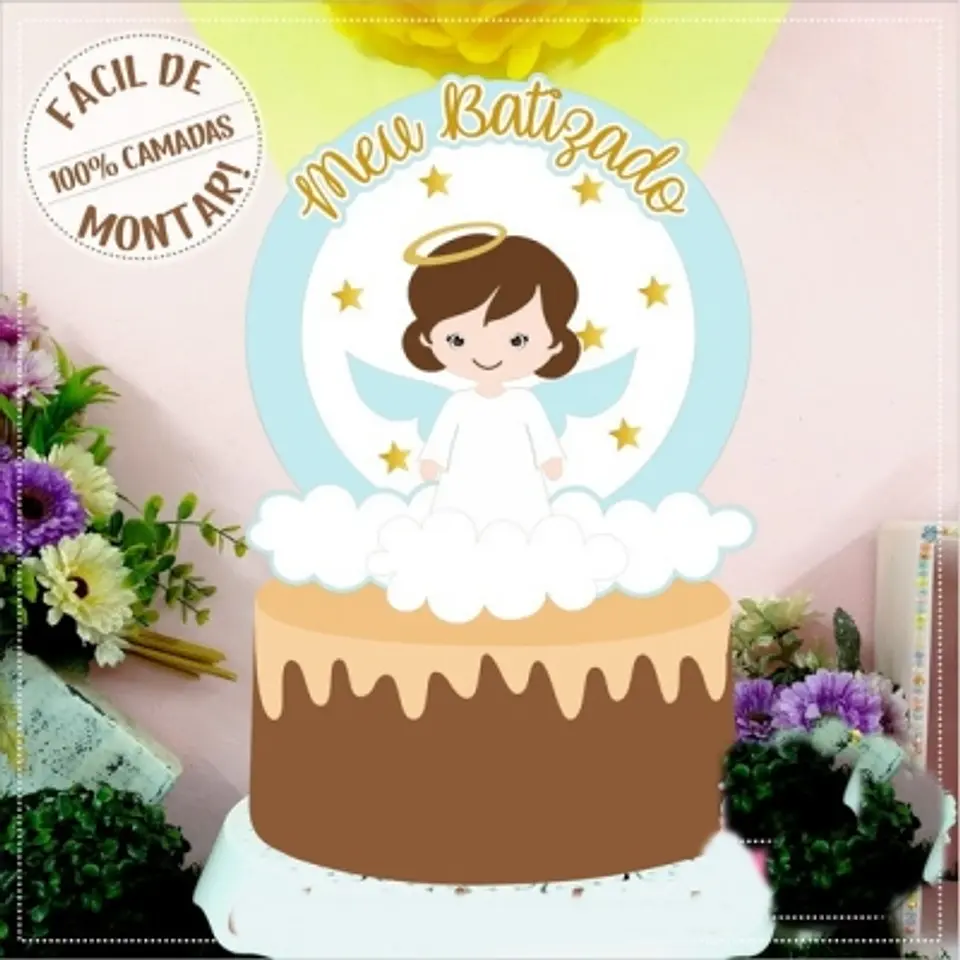 Arquivo Topo de Bolo Batizado Menina Shaker 1