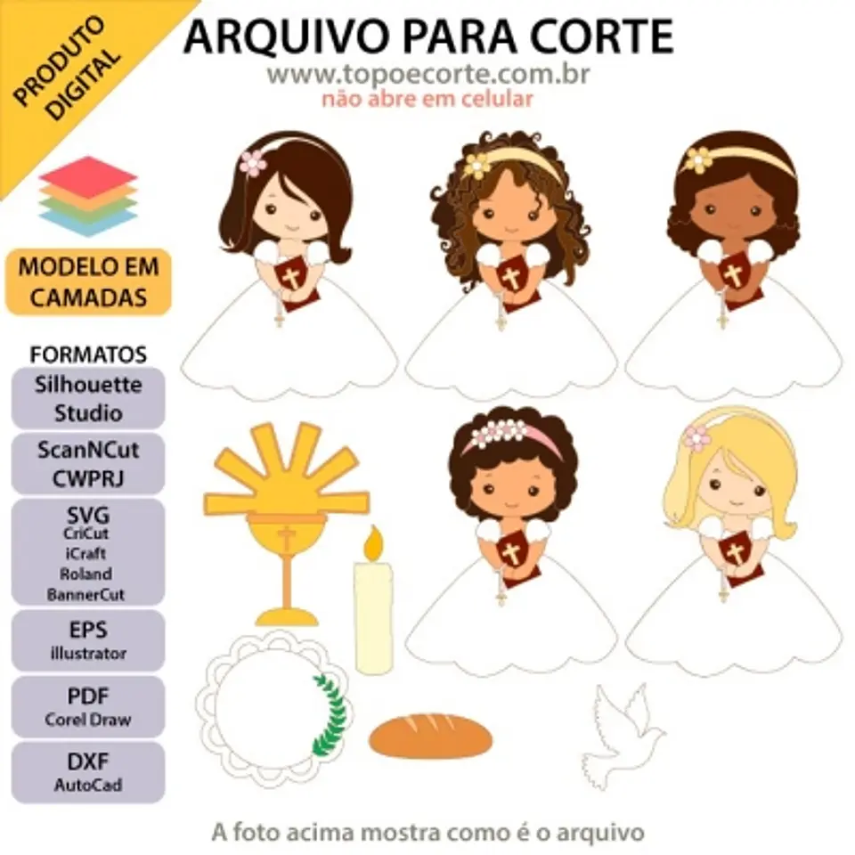 Arquivo Topo de Bolo Primeira Comunhão Menina 1