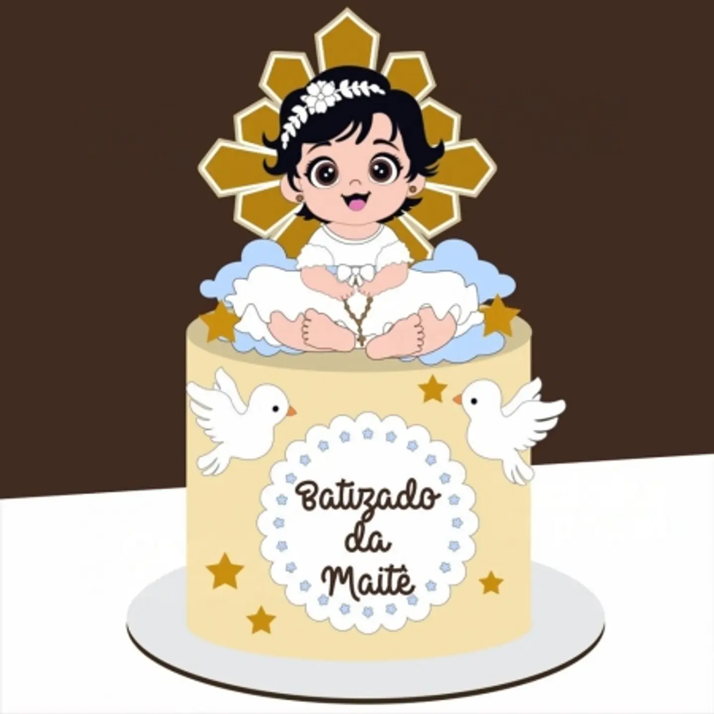 Arquivo Topo de Bolo Batizado Menina  1