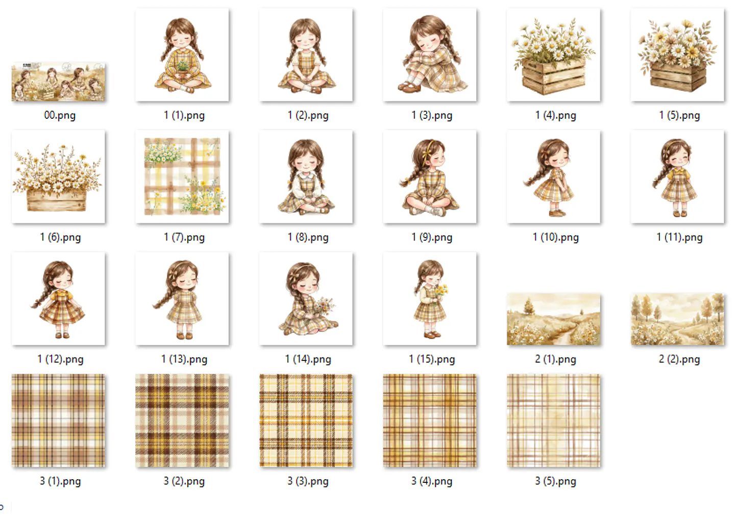 Kit Digital Flower Girl - Menina Jardim 2
