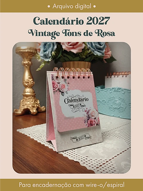 Arquivo Calendário 2027 Vintage Tons de Rosa