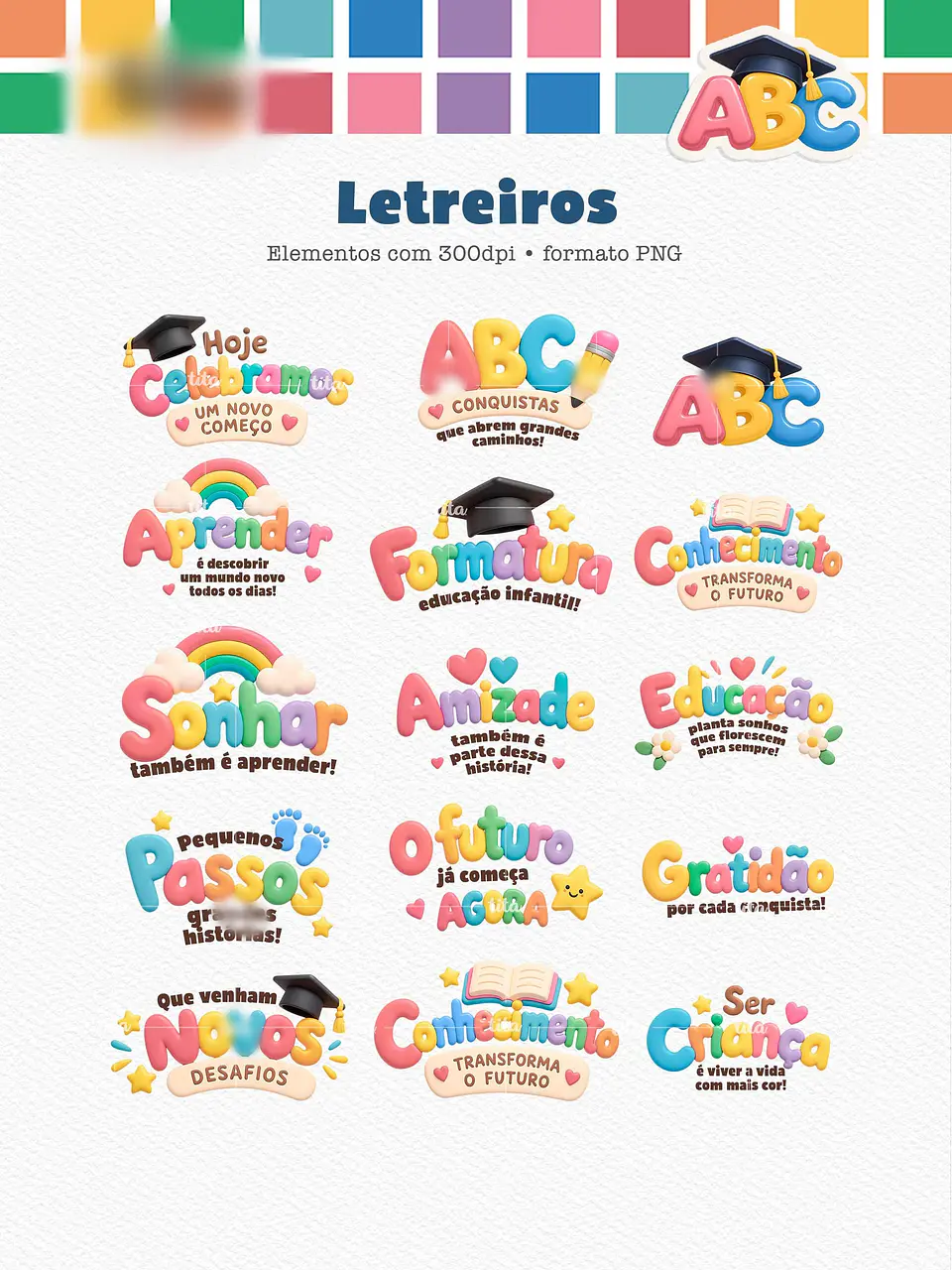 Kit Digital Formatura ABC 2026 Combo Ilustracoes e Papeis 2