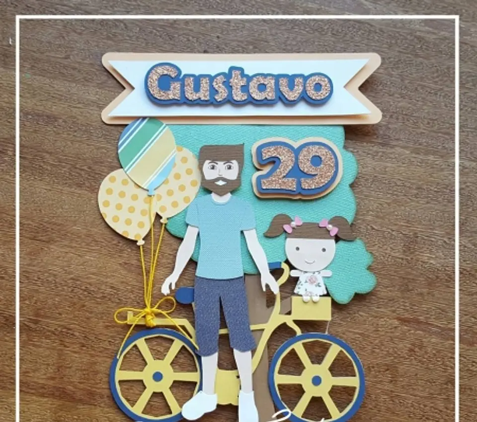 Arquivo Topo de Bolo  Pai e Filha na Bicicleta 1