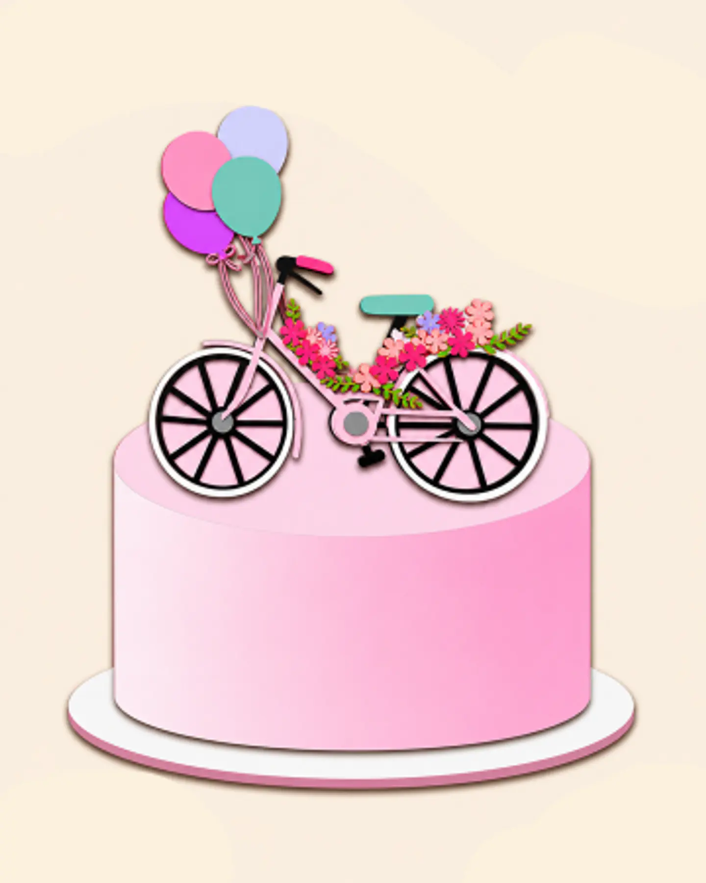 Arquivo Topo de Bolo Bicicleta Floral 1